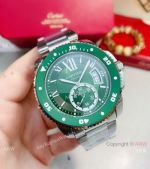 New! Replica Cartier Calibre de Stainless Steel Green Bezel Watch_th.jpg